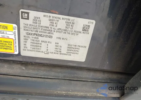 2016 GMC Acadia Sle-2 z USA, uszkodzony, nr VIN 1GKKVPKD9GJ107429